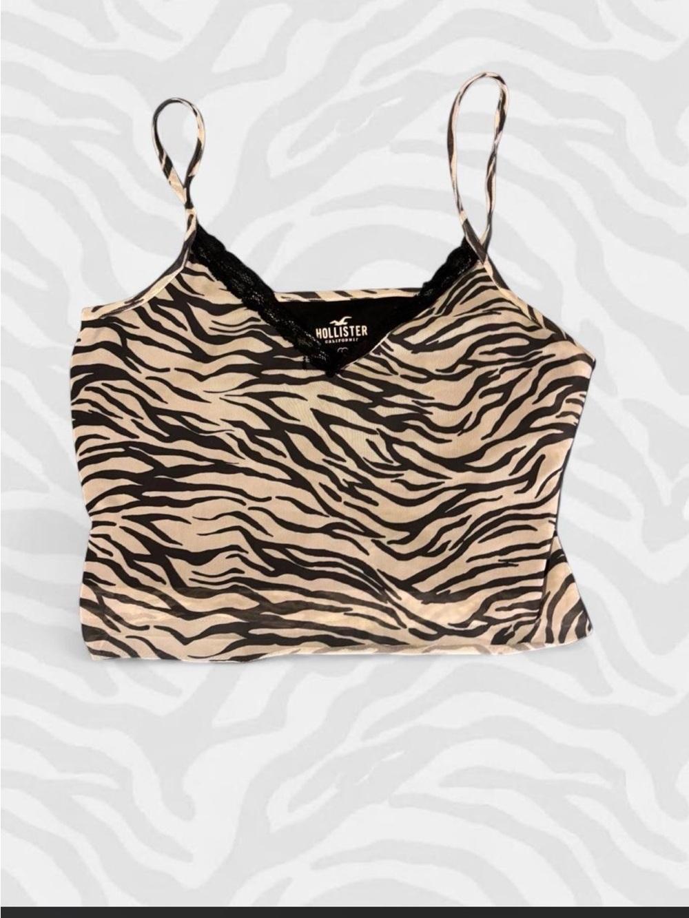 Hollister White and Black Zebra Print Camisole Tank